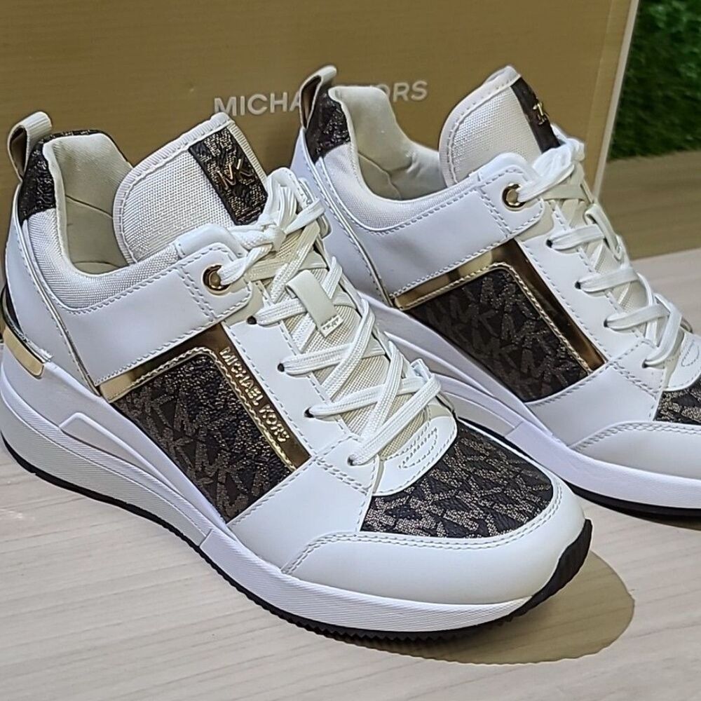 Michael Kors Georgie Trainer Optic White Multi US 6.5 Medium NEW - Picture 5 of 8